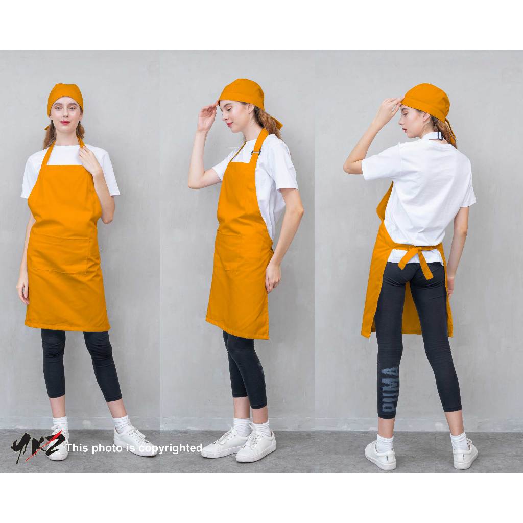 <apron>apron barista / celemek barista / apron chef / apron polos warna orange