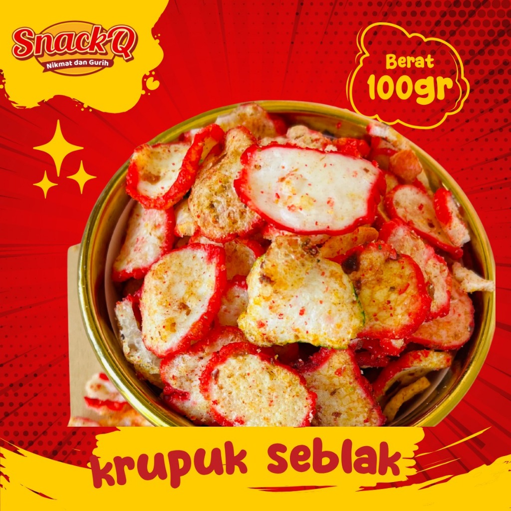 

Snackq.id - Krupuk Seblak Gurih Pedes Daun Jeruk 100gr / Seblak Kering Warna / Cemilan Murah