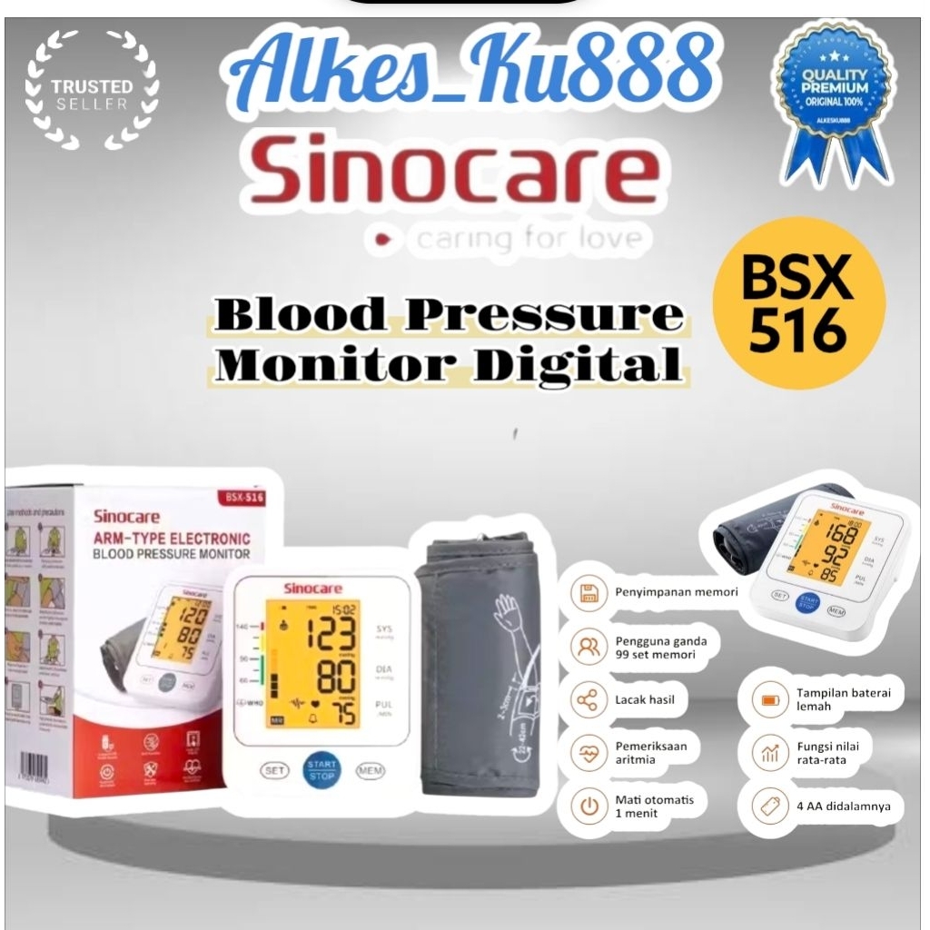 SINOCARE BLOOD PRESSURE DIGITAL BSX516/ALAT CEK TENSI DIGITAL SINOCARE BSX516
