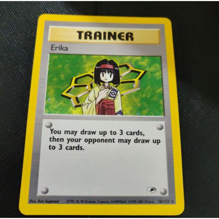 Kartu Pokemon TCG EN WOTC Gym Heroes Erika Holo SWIRL