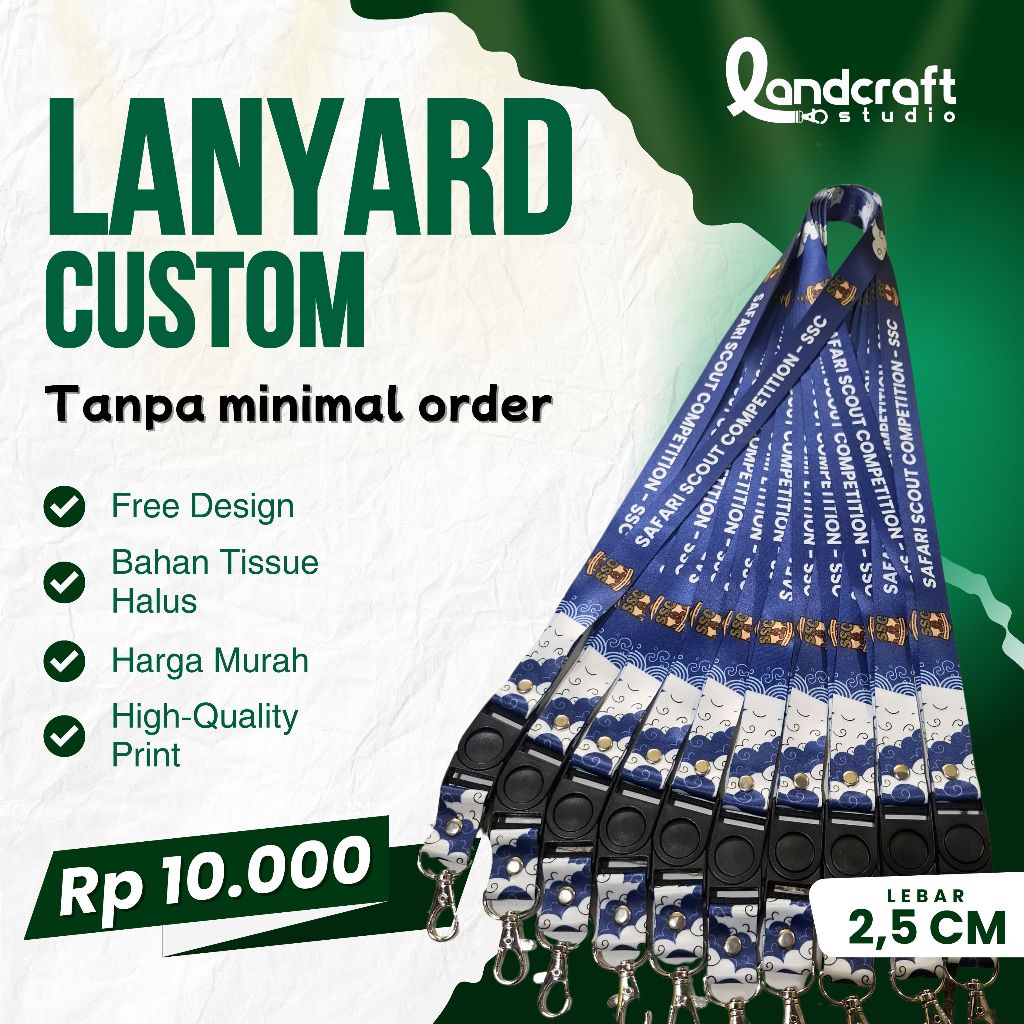 

CUSTOM TALI LANYARD ID CARD LEBAR 2,5 CM / Bisa Satuan / Harga Termurah Kualitas Mantap