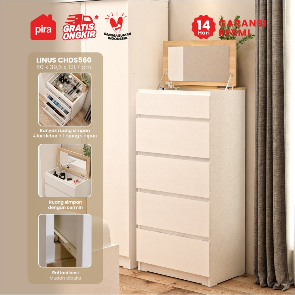 PIRA -  LINUS CHDS560 Lemari Laci dengan Kaca Rias