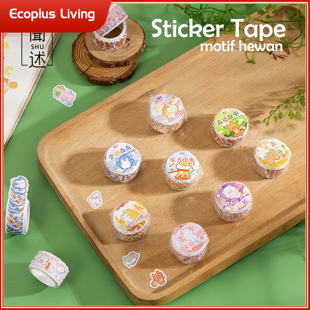 

Sticker Tape Stationery Dekorasi DIY Selotip Kertas Motif Rabbit Penguin Dogy Cute Bear Menghias DIY Kado Ultah Menarik Kreatif
