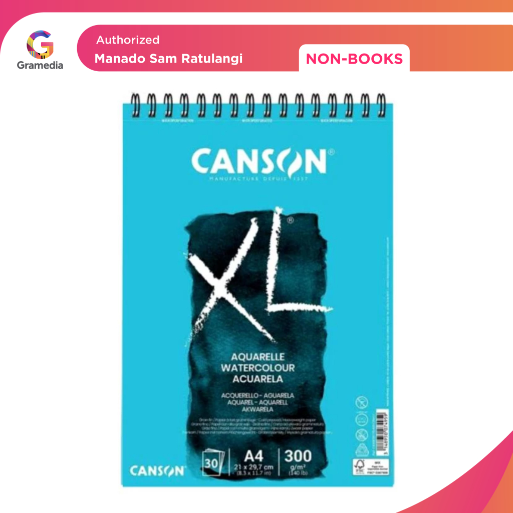 

Gramedia Manado-Canson Sketchbook XL Aquarelle 30 Lembar A4