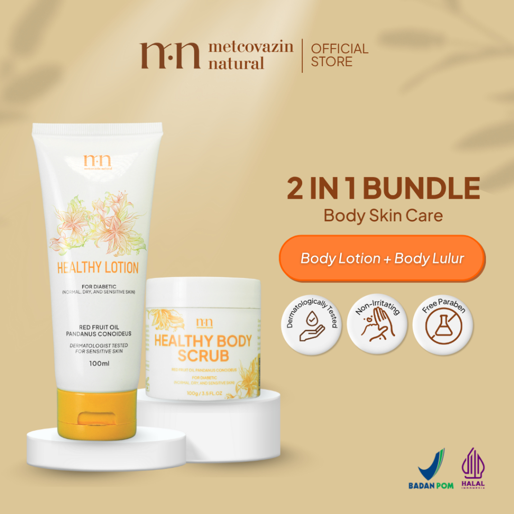 Paket Bundling Body Care Lotion (Pelembab) & Lulur Buah Merah Papua - Perawatan Kulit Diabetes, Keri
