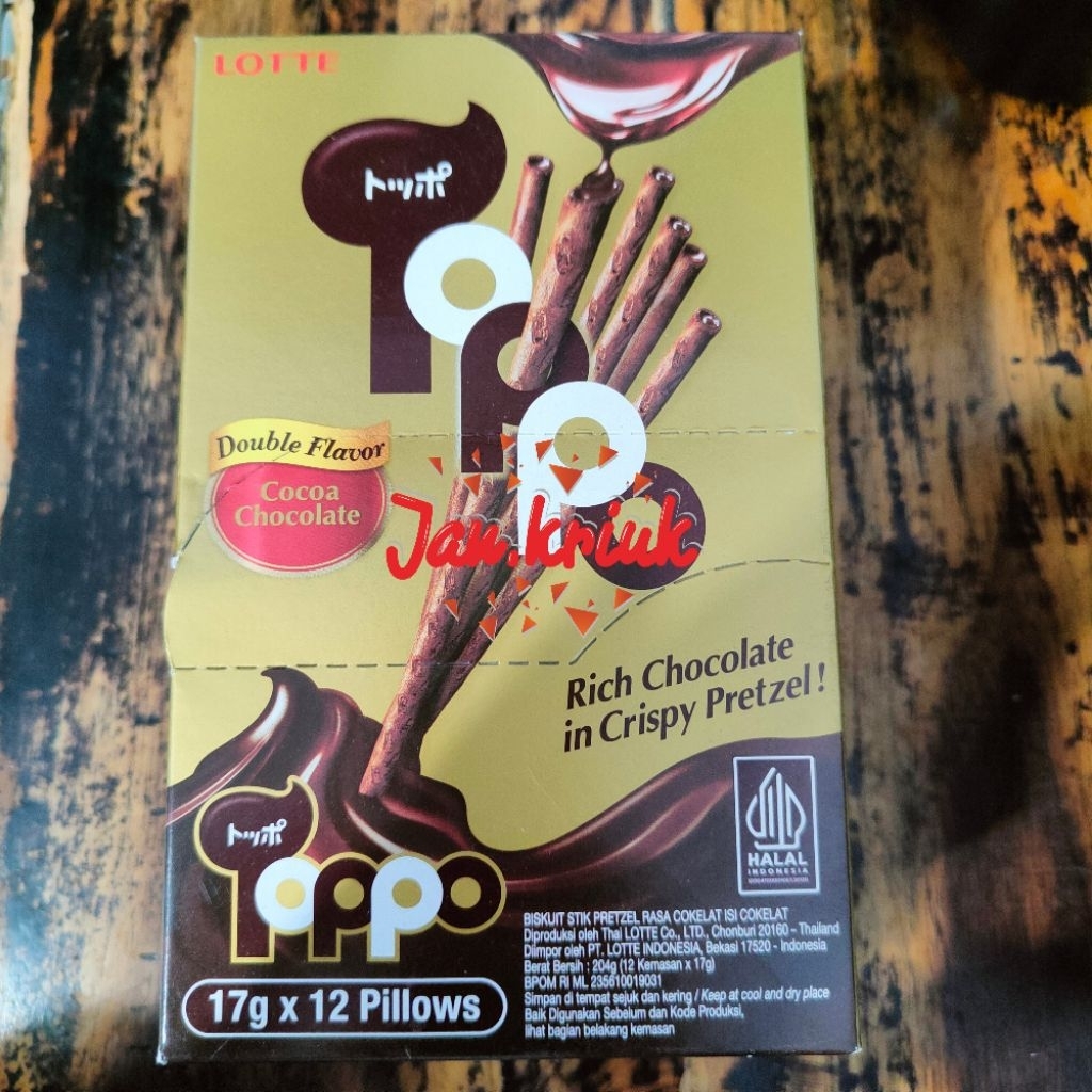 

Lotte Toppo Biskuit stik pretzel vanilla / cocoa isi 12 pcs
