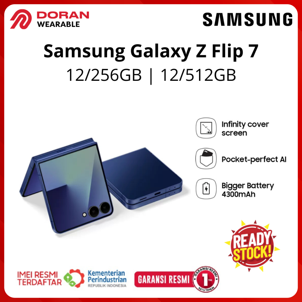 Samsung Galaxy Z Flip7 12/512GB - Blue Shadow | Hp Lipat AI | Kamera 200MP - Garansi Resmi Samsung
