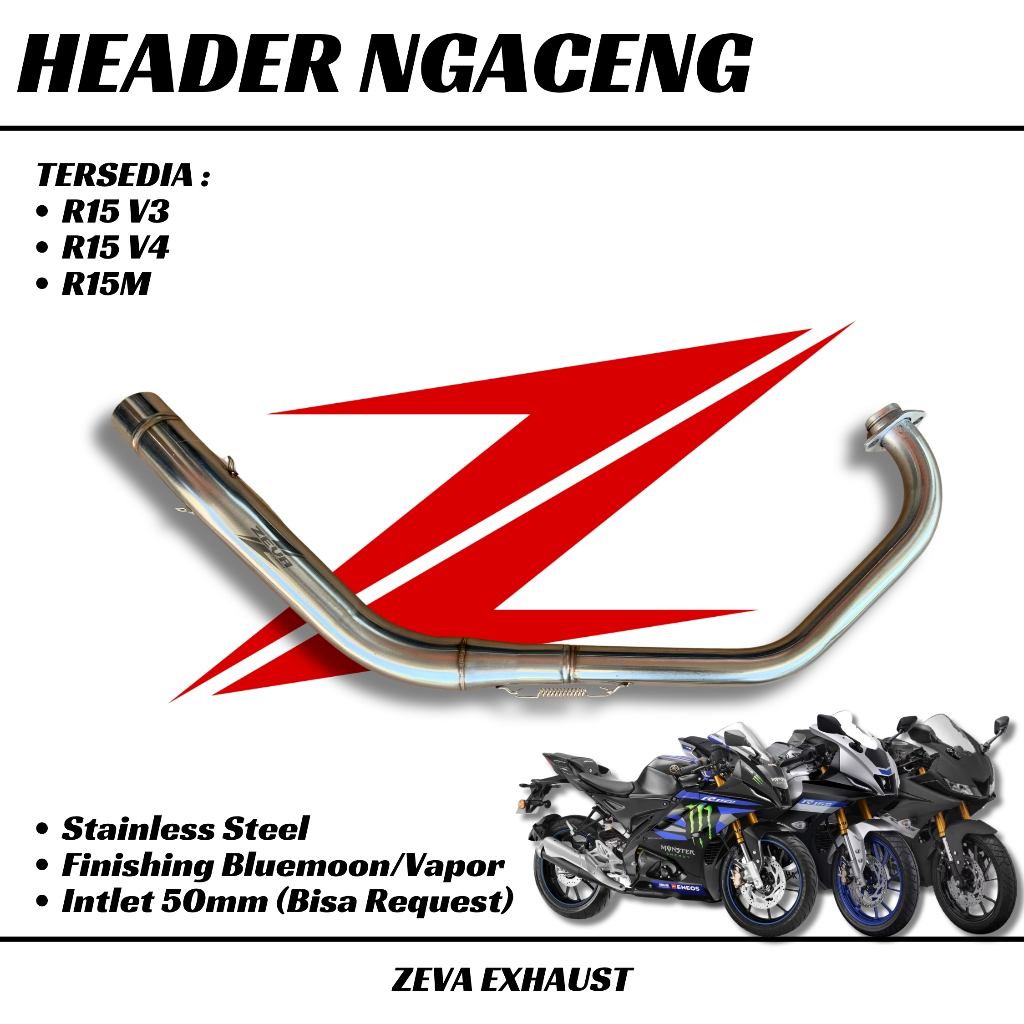Header Leheran Knalpot Racing R15 V3 V4 R15m Ngaceng Ceng Ngacung Bluemoon Sandblast Bending Zeva Ex