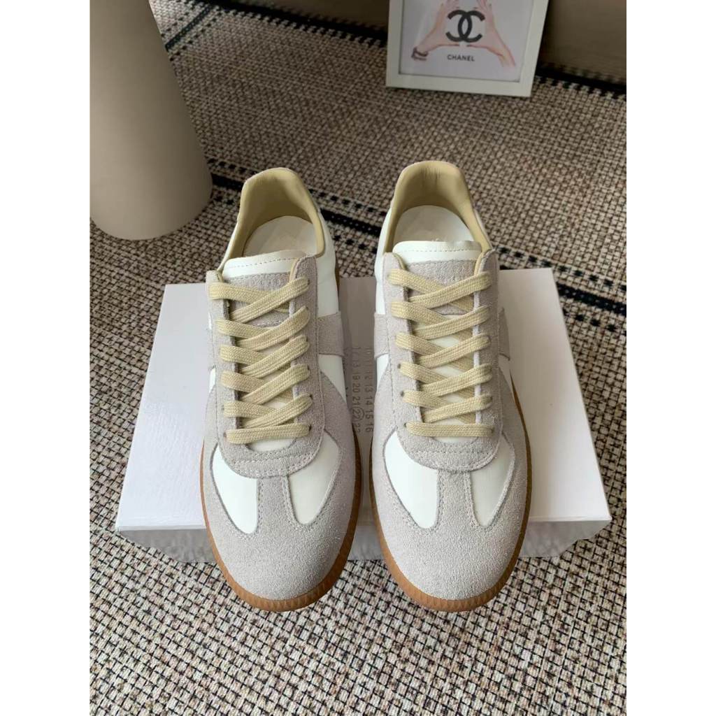 Maison Margiela Calfskin Replica Retro German Training Low cut Fashion Board Shoes Men/Women White