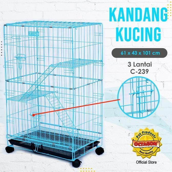 Kandang Kucing Octagon Tingkat 3 C-239/Kandang Kucing Oktagon Roda