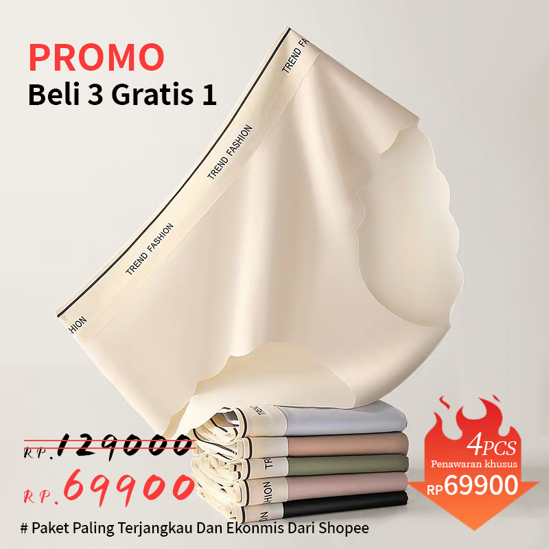 [Paket Hemat]4 PCS Celana Dalam Wanita Premium Quality Es/Celana Dalam Sutra Seamless Wanita/CD