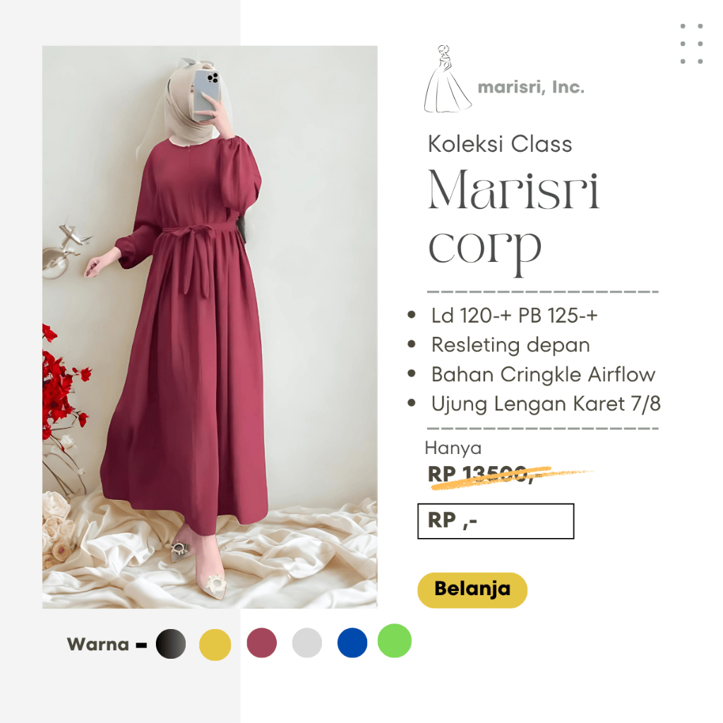 Gamis Polos Jumbo Bahan Crinkle – Busui Friendly, LD 120cm, Lengan 7/8