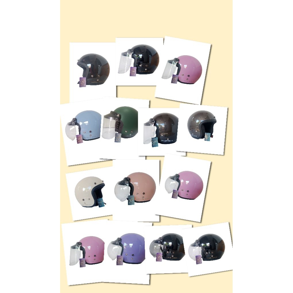 HELM BOGO RETRO DEWASA KACA DATAR SMOKE/HITAM