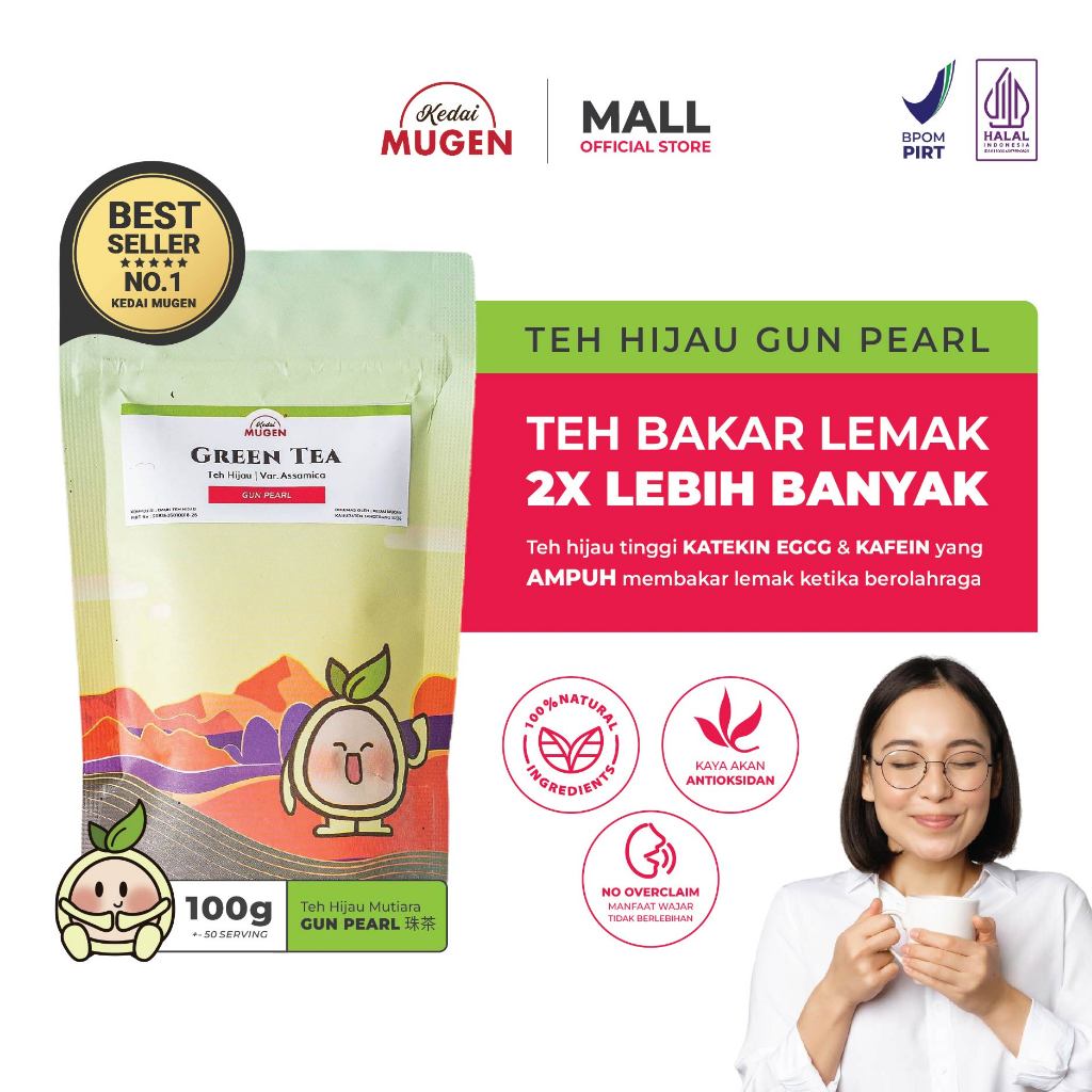 

Kedai Mugen - Teh Hijau Daun Asli Jawa / Java Green Tea Gun Pearl 100g