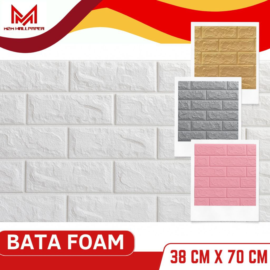 [ M2M WALLPAPER ] Wallfoam Wallpaper Sticker Bata Foam 3D Wallsticker  Foam Tiga Dimensi Sticker Din