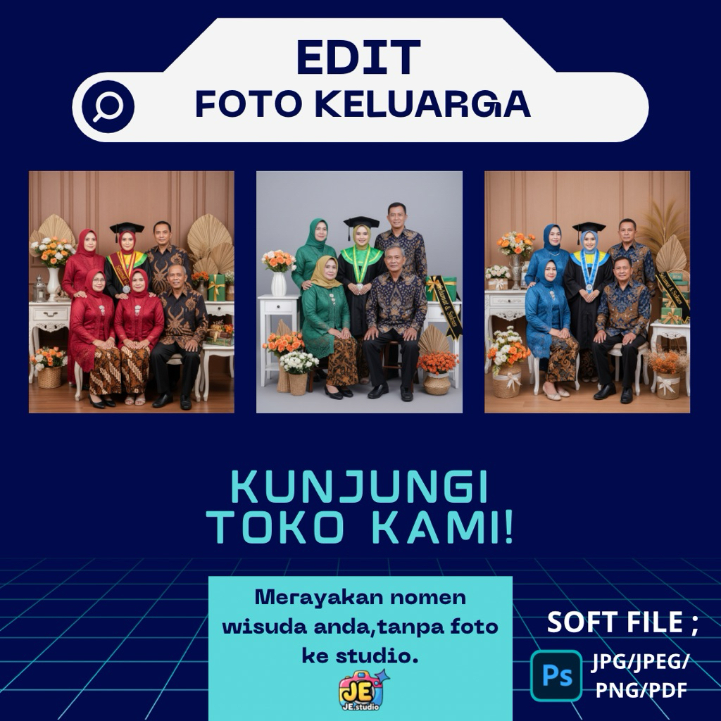Jasa edit foto keluarga/edit foto wisuda/ganti wajah/mempercantik wajah/ ganti orang/menghilangkan o