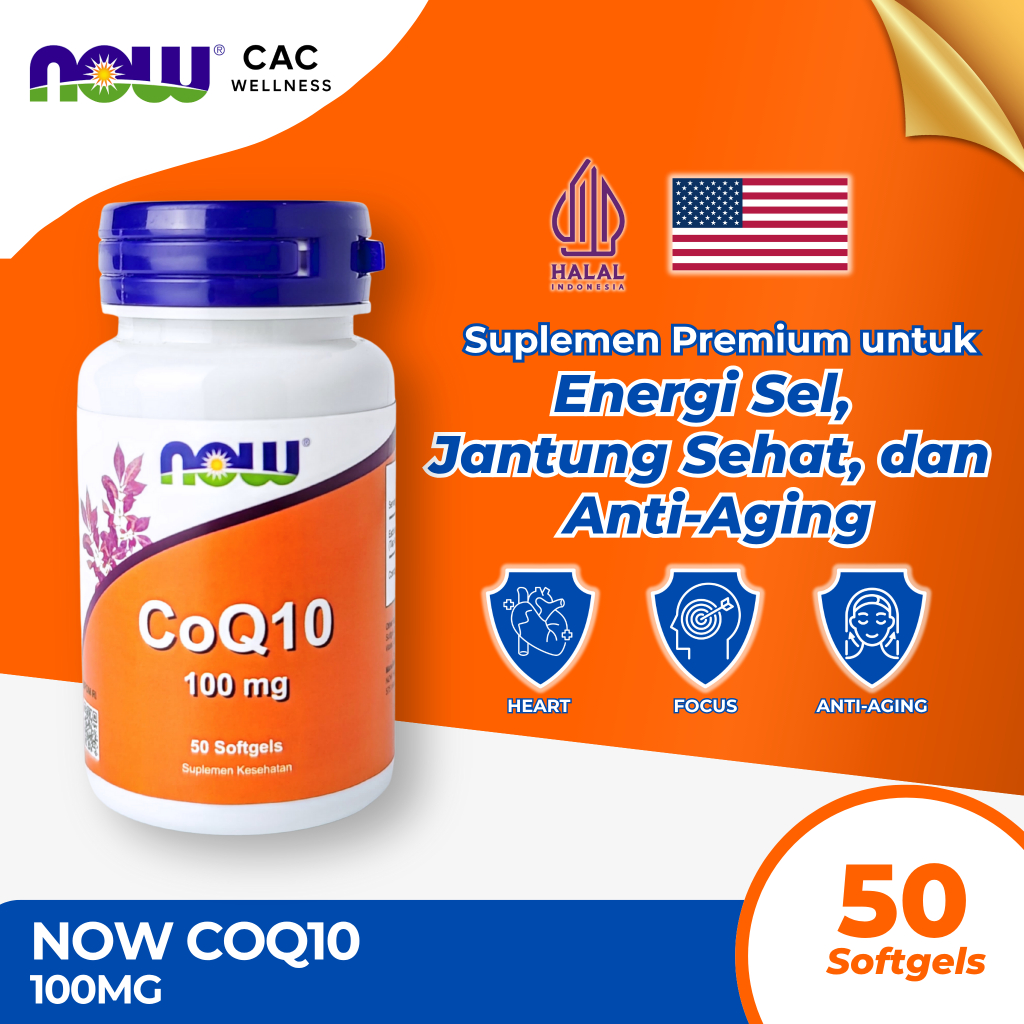 NOW COQ10 100MG | 50 Softgels | USA Original | HALAL ISWA
