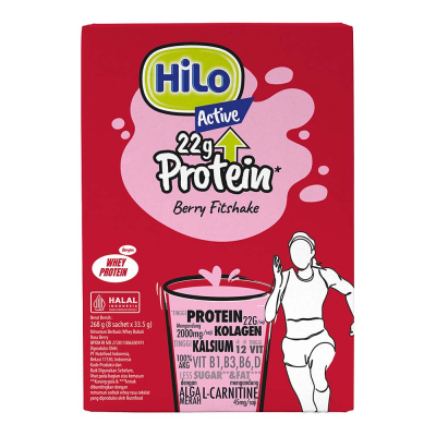 

HiLo Active Susu Bubuk Tinggi Protein Rasa Berry Fitshake 8 x 33,5 g