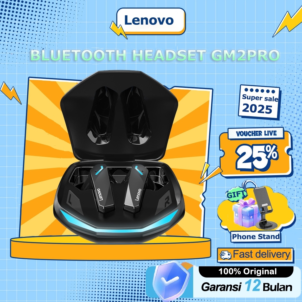 iwanbandas - lenovo thinkplus gm2 pro earphone gaming bluetooth original no delay baterai tahan lama