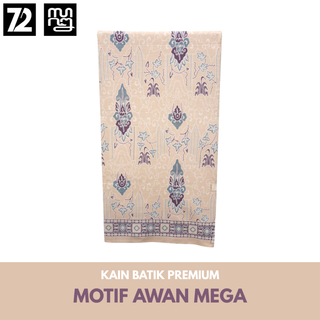Kain Batik Panjang Premium 72 Batik Bahan Katun Motif Awan Mega Warna ⁠Kuning Gading 725595 - IRF