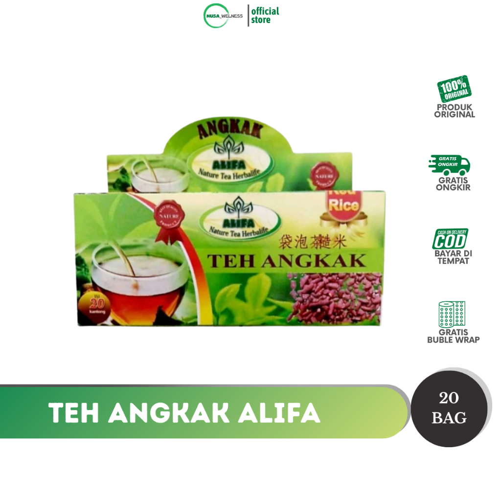 

TEH ANGKAK HERBAL ALIFA – bantu atasi typus, tipes & darah rendah | teh celup herbal alami | aman dikonsumsi harian | merk Alifa original 100% | bisa COD