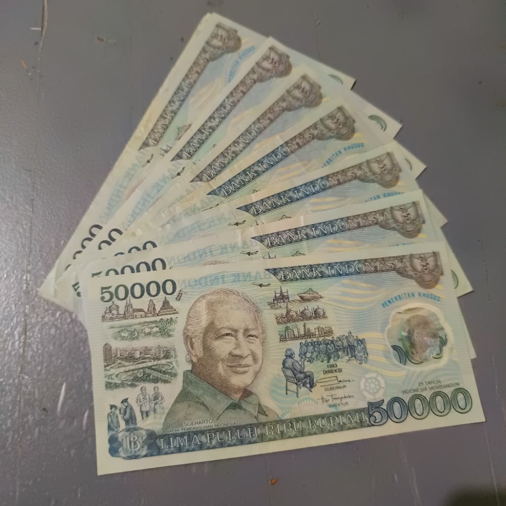 Uang Kuno Polymer 50000 Rupiah Penerbitan Khusus Soeharto Tahun 1993