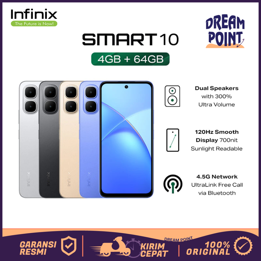 Infinix Smart 10 - 4.5G [4/64] 5000mAh HP Gaming 1 Jutaan Murah Original 100% Garansi Resmi
