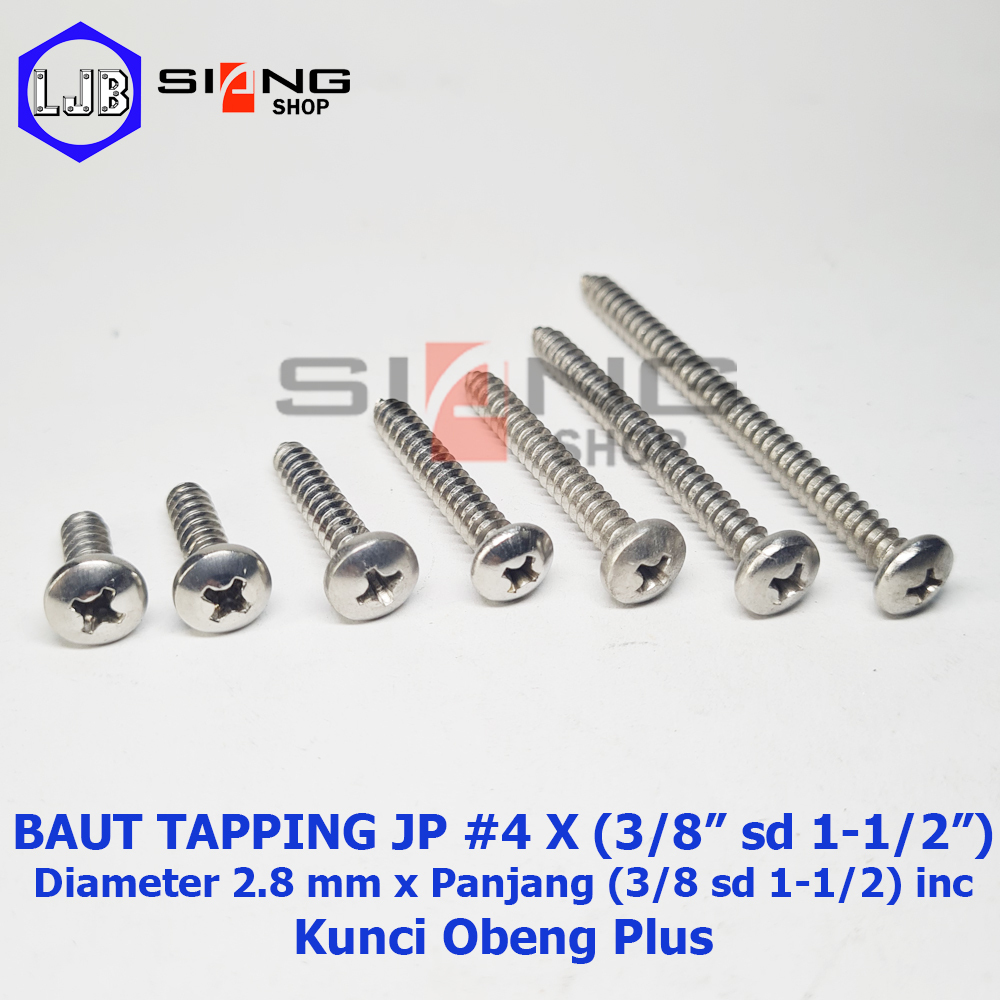 Baut Stainless JP #4 Sekrup Tapping Screw