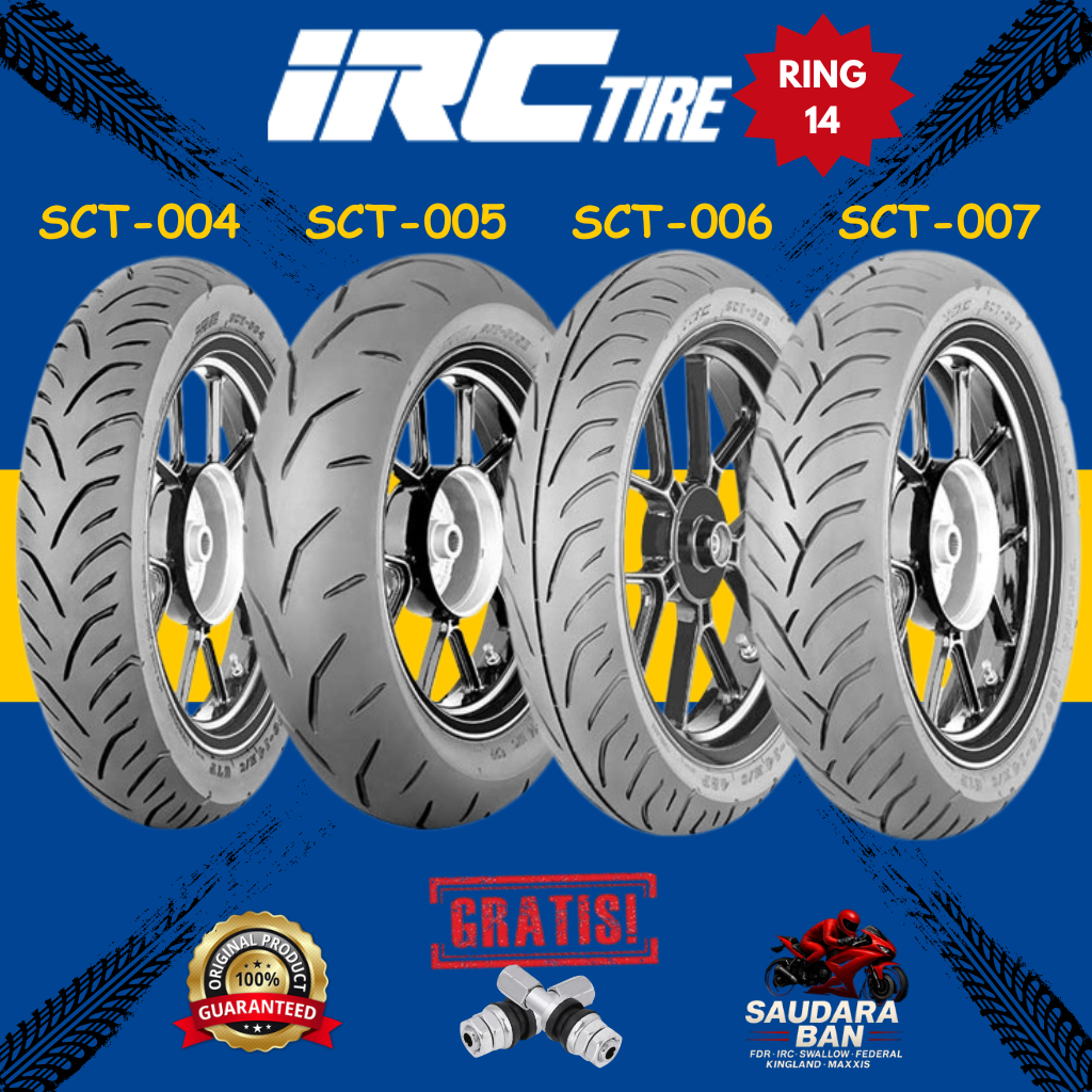 [READY COD] BAN LUAR IRC {SCT-004, SCT-005, SCT-006, SCT-007} TUBELESS RING 14, DIJAMIN ORIGINAL