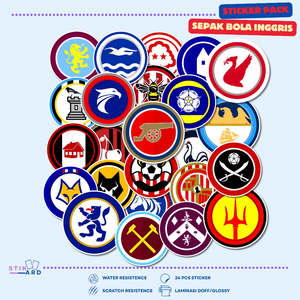 

Stiker Logo Club Sepak Bola Inggris | Sticker Pack Laptop Tumbler Helm Koper - Bahan Vinyl Waterproof