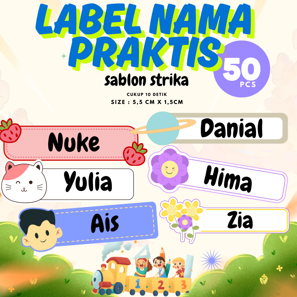 

Label Nama Praktis Cukup Strika Isi 50 pcs Custom Stiker Label Name Stiker Nama Label Baju