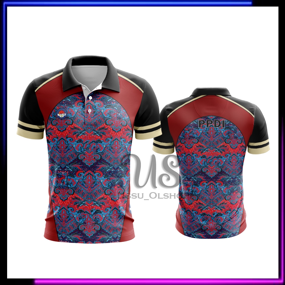 Baju Batik PPDI / Kaos Polo Pria Batik PPDI (Persatuan Perangkat Desa Indonesia) Printing
