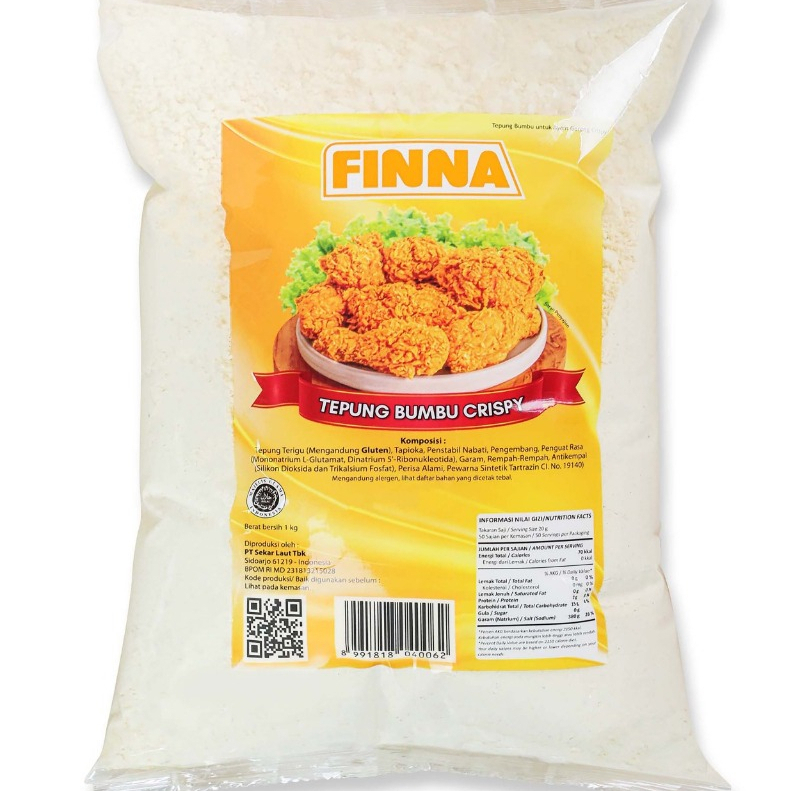 

Finna Tepung Bumbu fried chicken Crispy 1KG Serbaguna Instan Ayam Crispy kfc mcd Kentucky Geprek Renyah Terigu tapioka