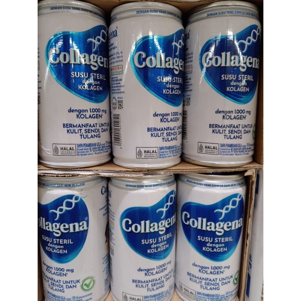 

Collagena Susu steril dengan kolagen isi 6 kaleng 189 ml bermanfaat untuk kulit, sendi dan tulang