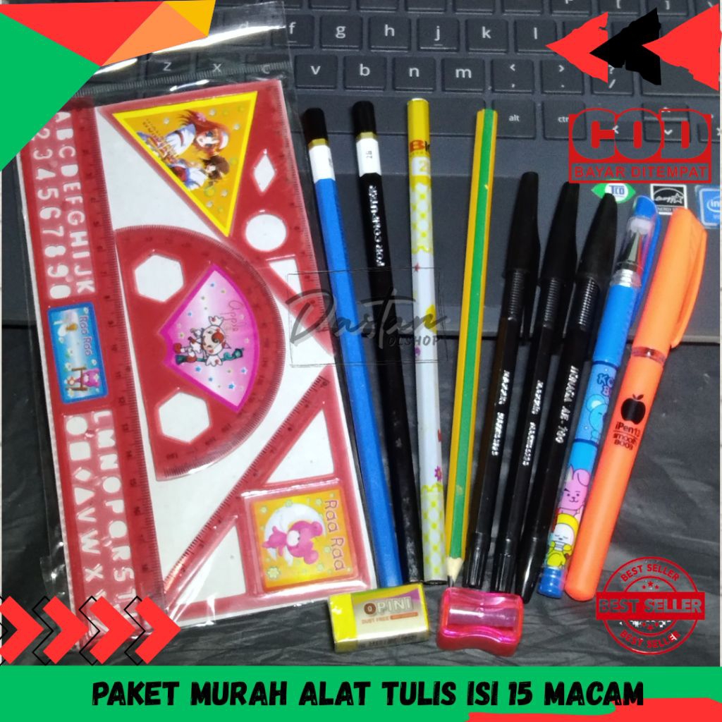 

Paket alat tulis lengkap murah isi 15 macam alat tulis