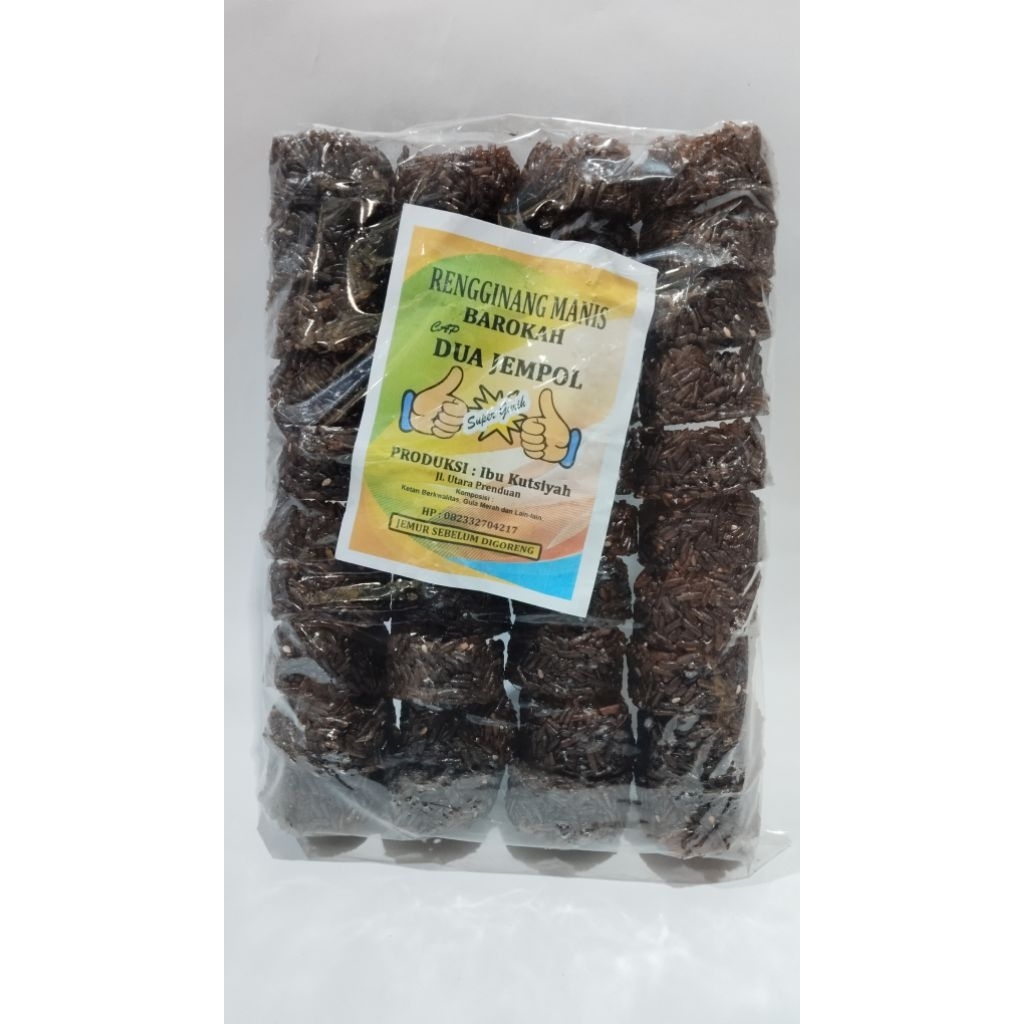 

RENGGINANG MANIS BAROKAH CAP 2 JEMPOL ISI 40 BIJI, BERAT 500g