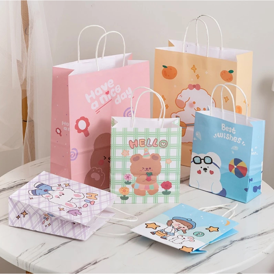 

Paperbag Karakter Kartun Beruang Lucu Goodie Bag Motif Rabbit & Bear Tas Jinjing Serbaguna Bingkisan Hadiah Hampers Ulang