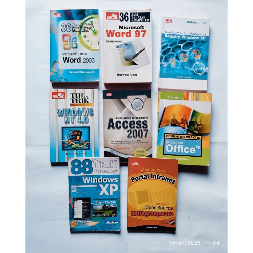 Buku Komputer; Ms. Office WORD, Ms. WORD 97, REGISTRY WINDOWS XP, NT 4.0, ACCESS, Ms. OFFICE XP, POR