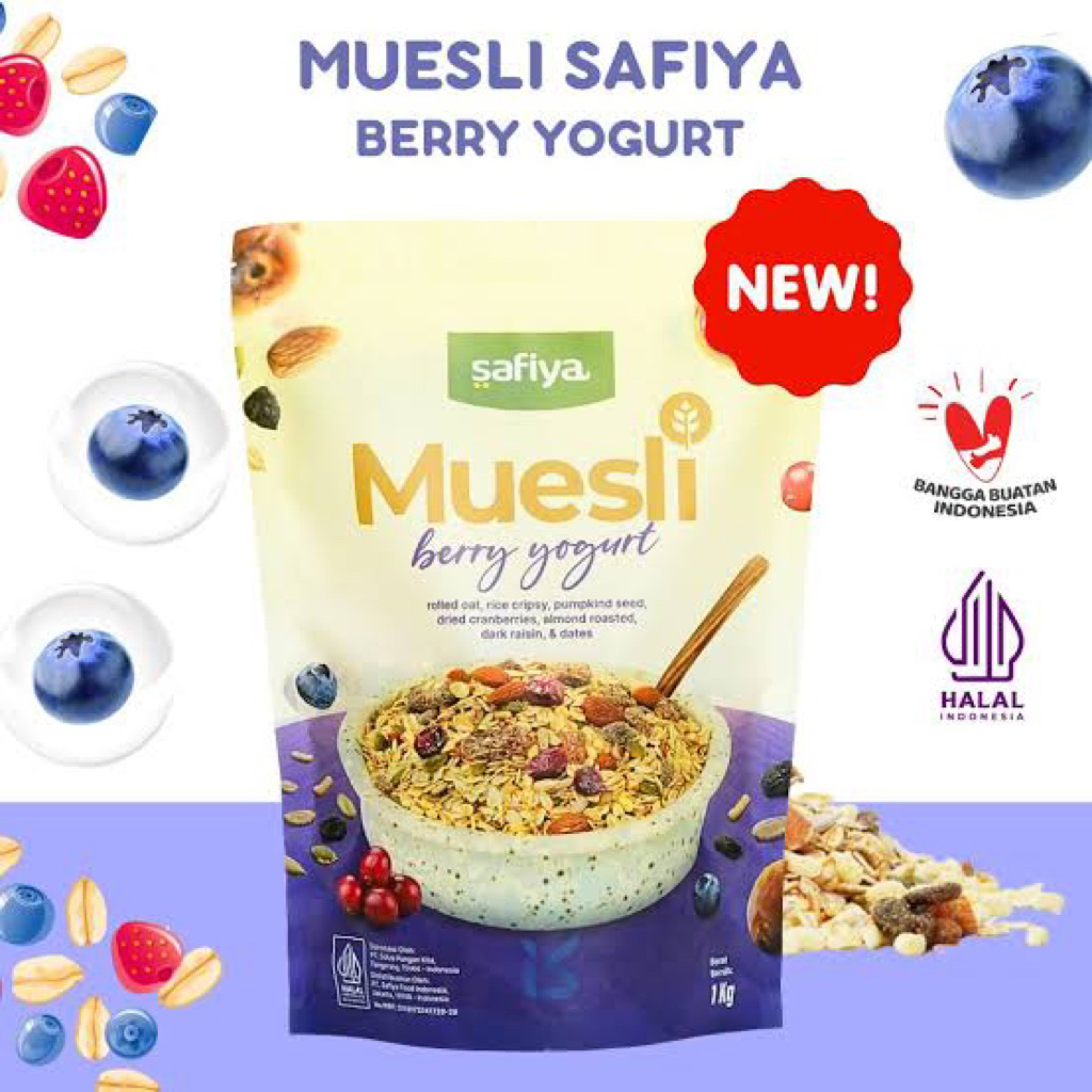 

Muesli berry yogurt 500 Gr safiya sereal oatmeal sarapan pagi oat utuh