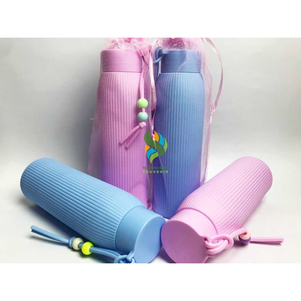 BOTOL MINUM KACA MACARON 500ML BOTOL KACA SILICON LUCU UNIK