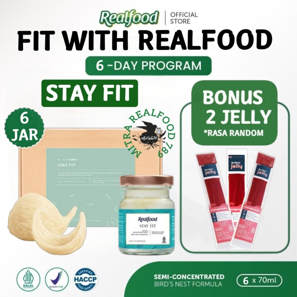 

Realfood Stay Fit Trial 6 Botol Bonus Jelly ( Minuman Sarang Burung Walet )