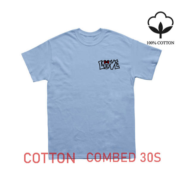 Baju Oblong Love Lengan Pendek Pria Wanita M XL XXL Katun Combed 30s Premium Lilac Pink Baby