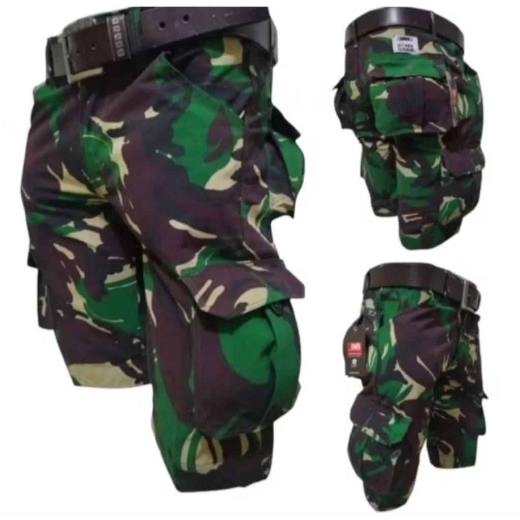 CELANA CARGO PENDEK LORENG PRIA DEWASA SIZE 28-38|CELANA PENDEK KIMPUL LORENG ARMY
