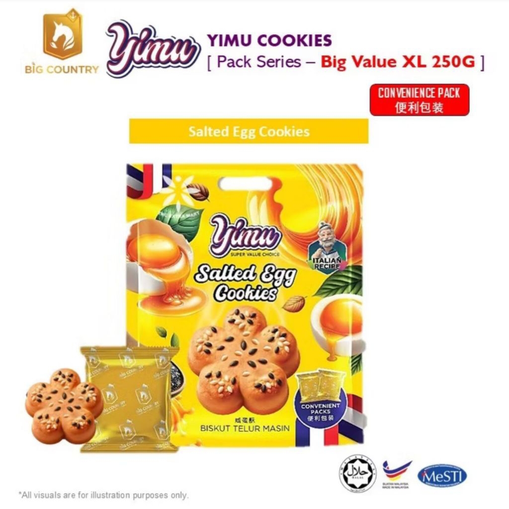 

YIMU BIG VALUE XL PACK COOKIES 250G SALTED EGG FLAVOR