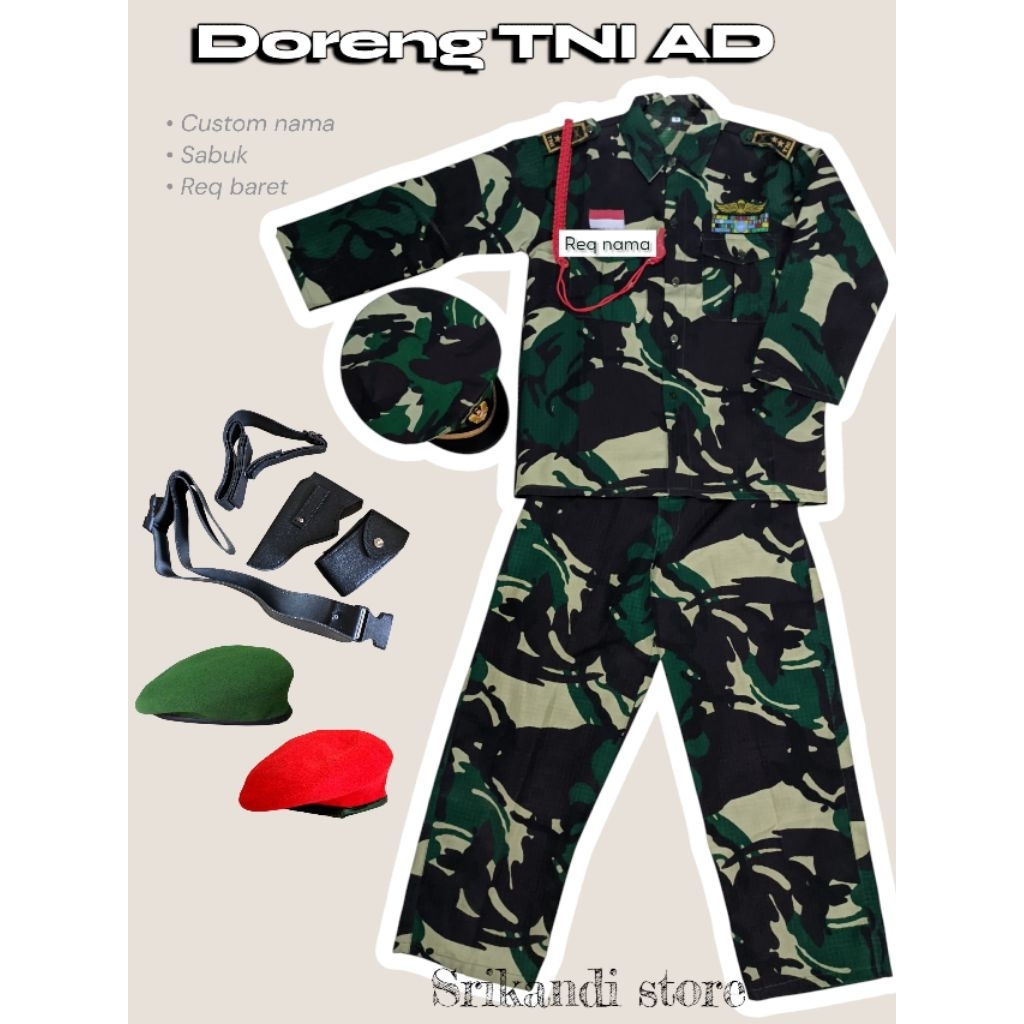 BAJU TENTARA ANAK TNI-AD LAKI-LAKI/BAJU DORENG TNI AD/ SERAGAM DORENG KARNAVAL TNI AD ANAK