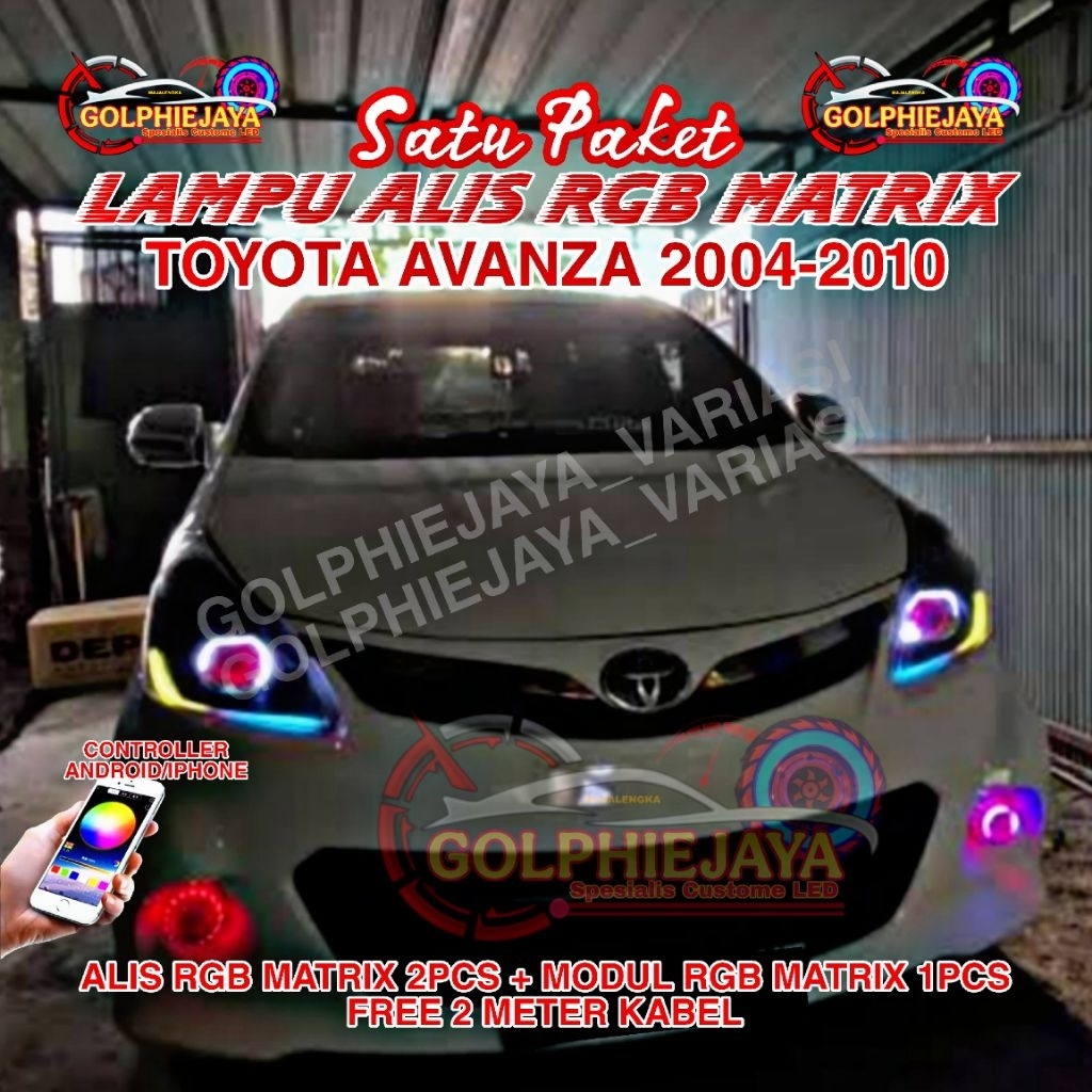 LAMPU ALIS RUNNING RGB TOYOTA AVANZA LAMA 1 SET LED ALIS DRL BLUETOOTH RGB MATRIX AVANZA 2004/2010