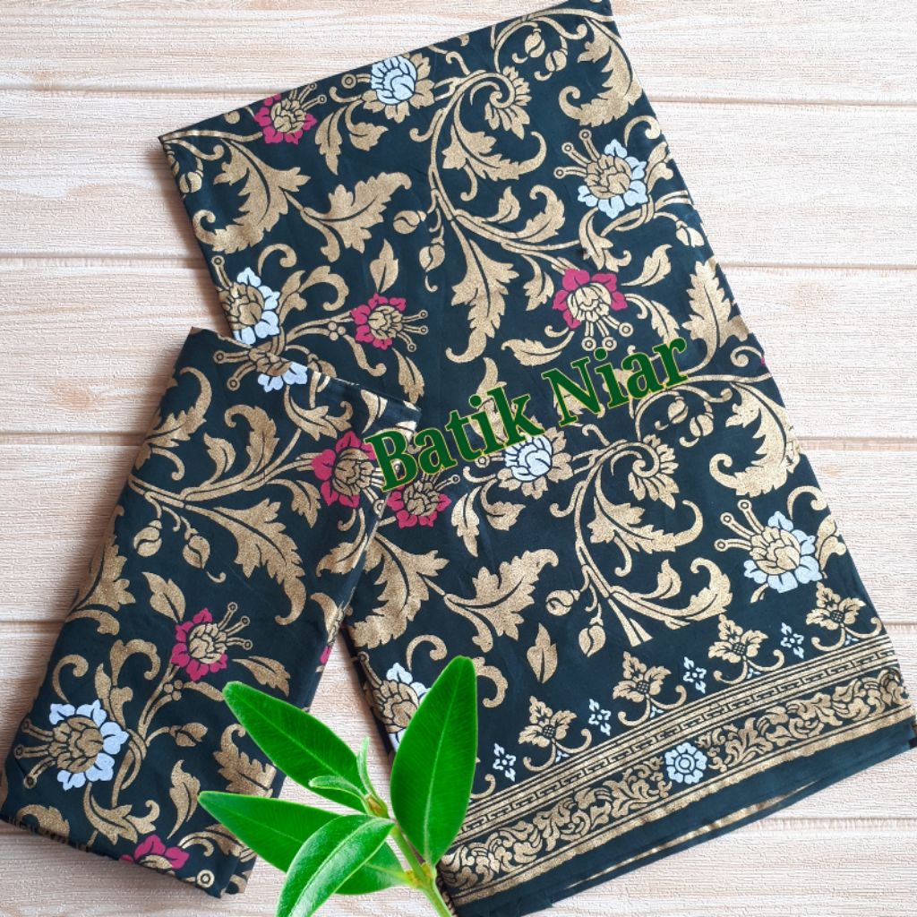 kain batik prada emas bunga bakong songket palembang