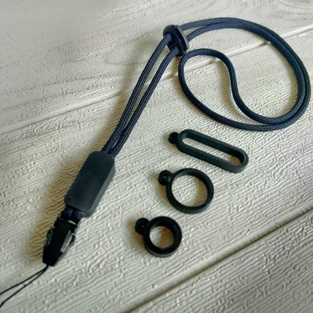 Lanyard Tali Hp Polos Hitam Gantungan Leher Aksesoris Karet Tebal