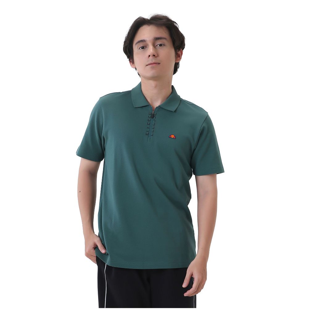 Ellesse Men Half Printed Zipper Polo Green - Original