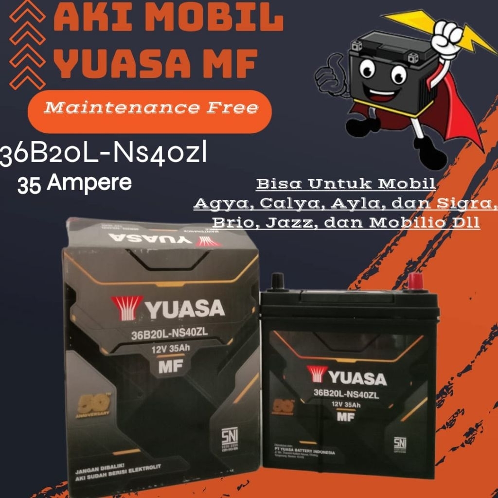 AKI AGYA AYLA CALYA SIGRA MOBILIO JAZZ DLL YUASA KERING NS40ZL 12V 35AH